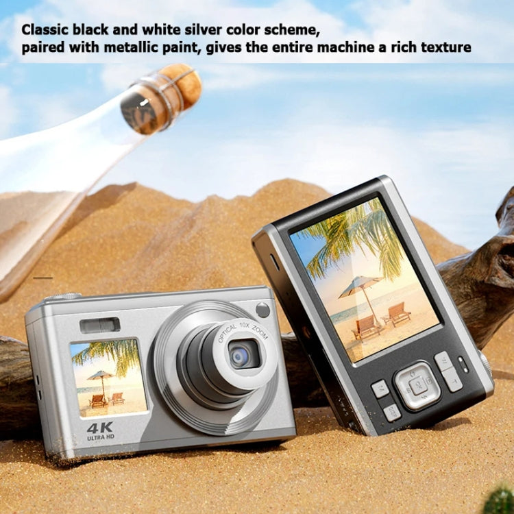 4K HD Optical Zoom Digital Camera 60MP Dual Screen Selfie Camera, No Memory(Black)