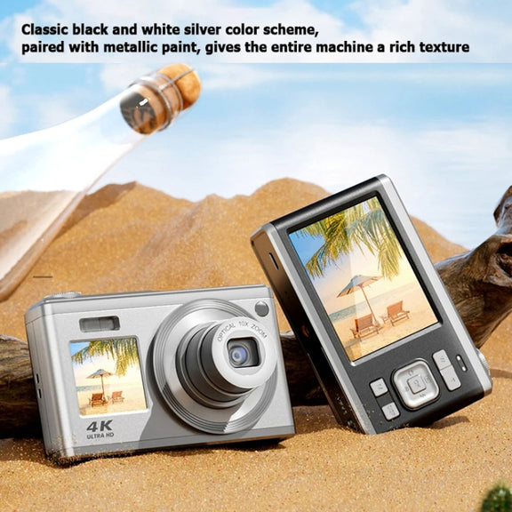4K HD Optical Zoom Digital Camera 60MP Dual Screen Selfie Camera, No Memory(Black)