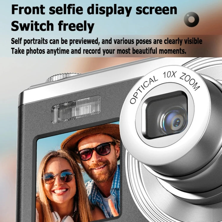 4K HD Optical Zoom Digital Camera 60MP Dual Screen Selfie Camera, No Memory(Black)