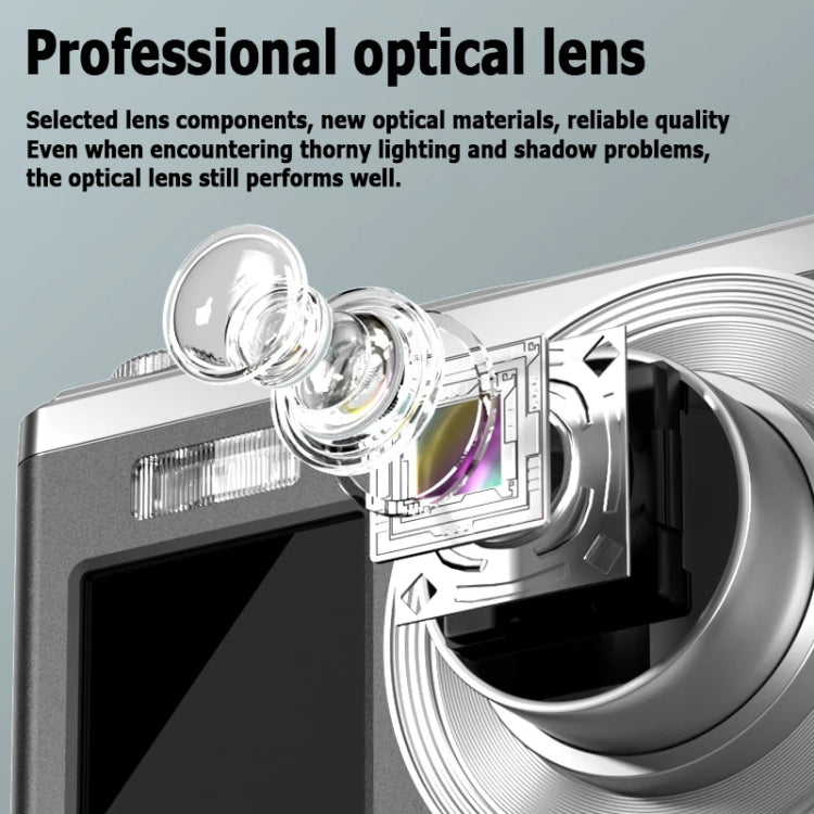 4K HD Optical Zoom Digital Camera 60MP Dual Screen Selfie Camera, No Memory(Black)