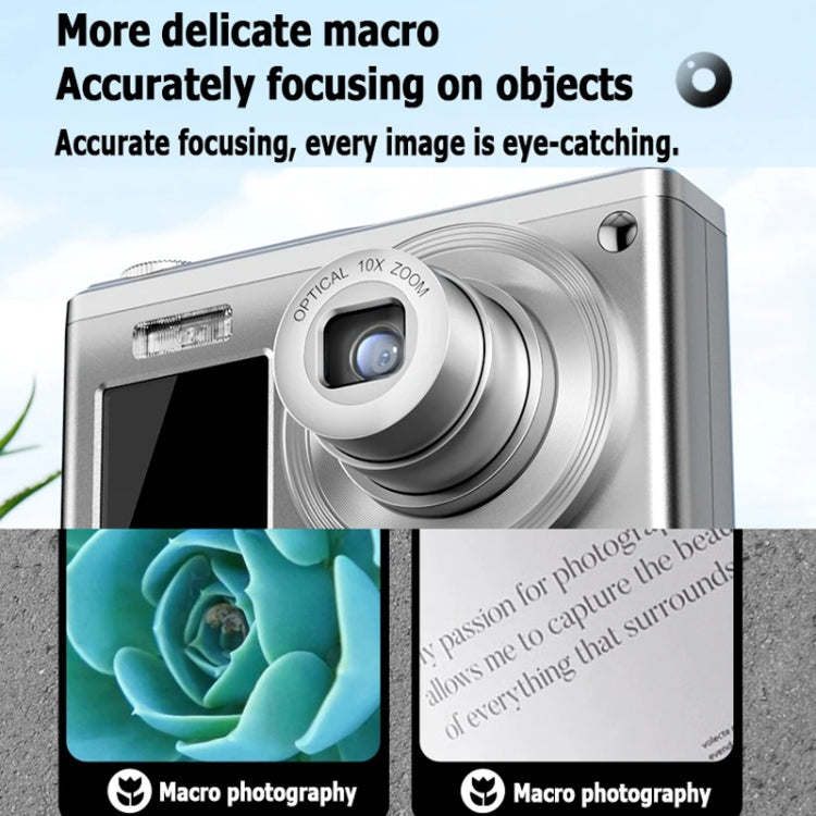 4K HD Optical Zoom Digital Camera 60MP Dual Screen Selfie Camera, No Memory(Black)