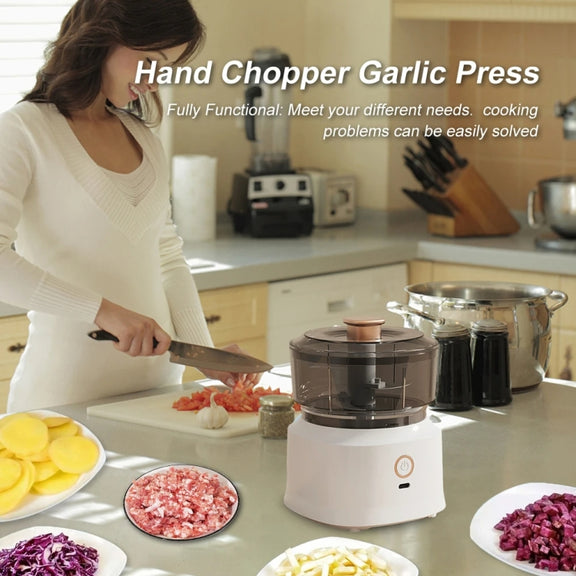 JRQ-01 Home Wireless Electric Meat Grinder Kitchen Garlic Pounder, Size: Electroplated Double-click(Green)