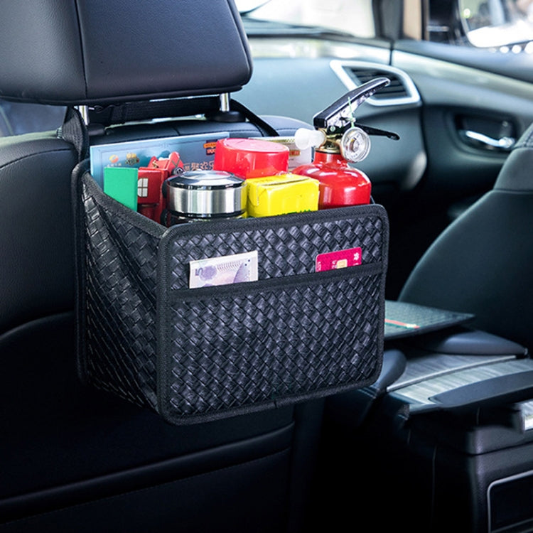 Car Hanging Garbage Bag Multifunctional Folding Storage Box, Model: H611 Woven Pattern