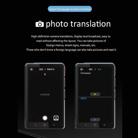 Hishell P40 Smart Translator 135 Languages Voice Intelligent Online Translation Machine Offline Multilanguage Speech Translate(Black)
