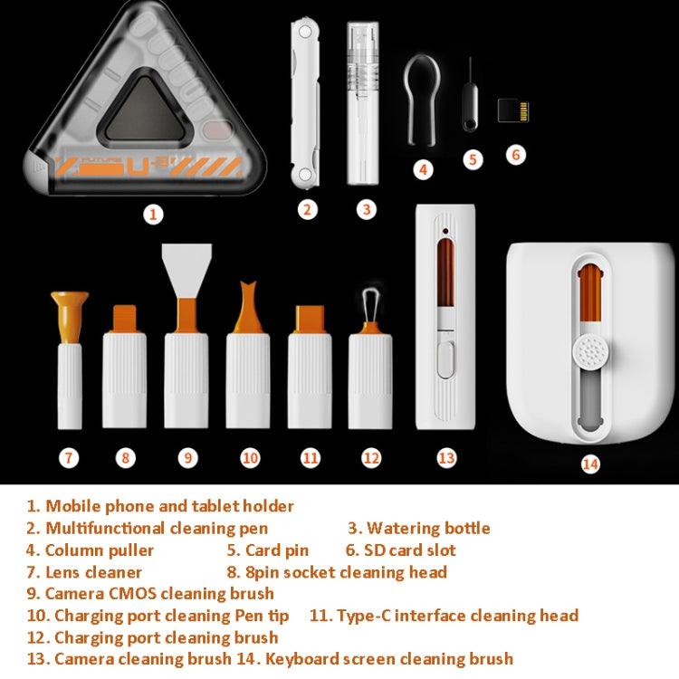 24 In 1 Bluetooth Headset Cleaning Pen Set Keyboard Mobile Phone Camera Dust Removal Brush(Red)