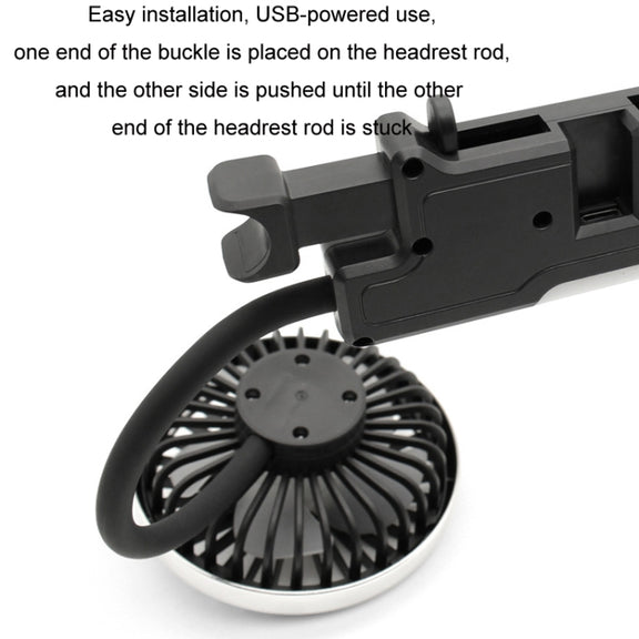 Car Double-head Hose Seat Fan with Light(Black)