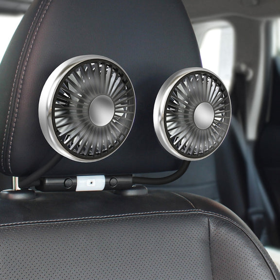 Car Double-head Hose Seat Fan with Light(Black)