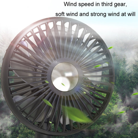 Car Clip-On Rechargeable Electric Oscillating Head Fan With Light(White)