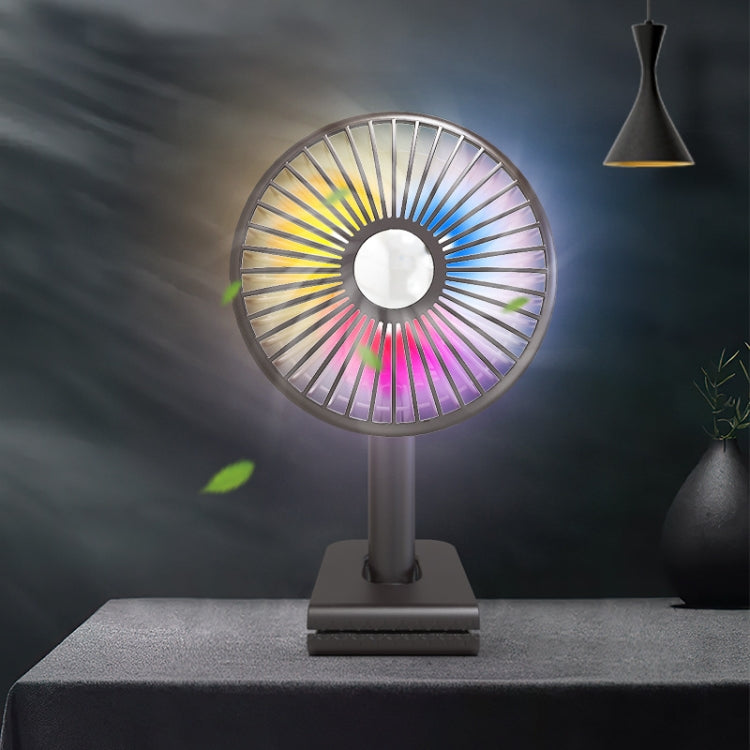 Car Clip-On Rechargeable Electric Oscillating Head Fan With Light(Pink)