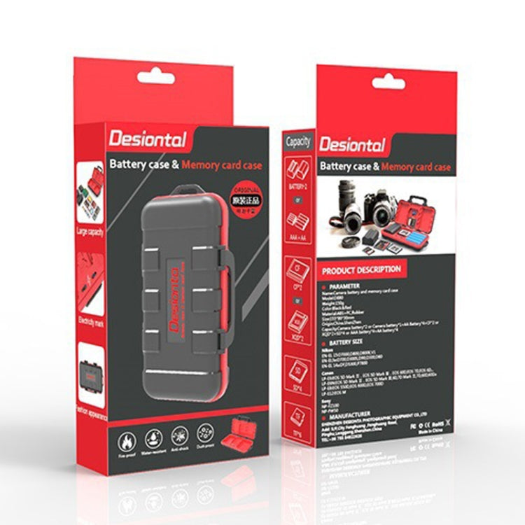 Desiontal LP-E6 Water-resistant SD Card Holder Camera Battery Case(Black)