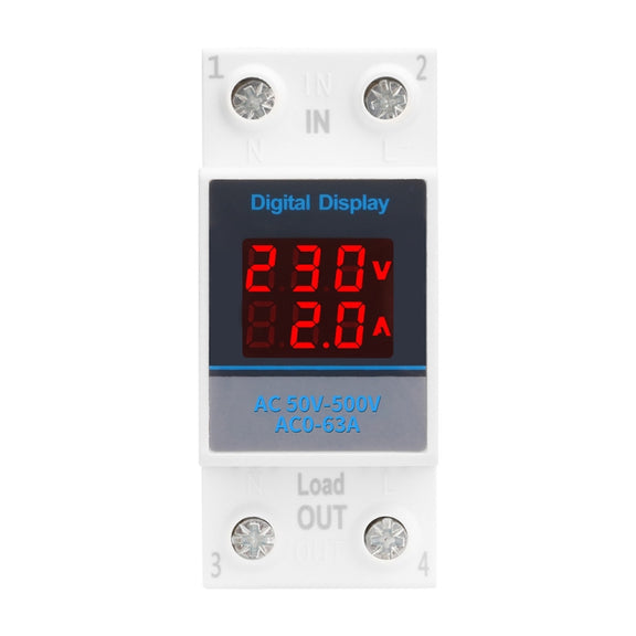 SINOTIMER SDM002 Household DIN Rail Single-Phase AC Dual Display Voltage And Current Meter(100A External Intestinal Sensor)
