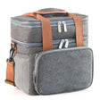 Double Layer Insulated Lunch Bag Large Capacity Food Cooler Bag with Shoulder Strap(Grey) - Lunch Bags by PMC TechLife | Online Shopping South Africa | PMC TechLife