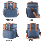 Double Layer Insulated Lunch Bag Large Capacity Food Cooler Bag with Shoulder Strap(Grey)