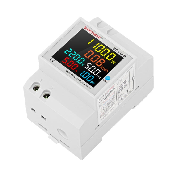 SINOTIMER SDM009 Din Rail Single-Phase Voltage Current Frequency Power Factor Electricity Multifunctional Meter, Model: AC250-450V Built-In