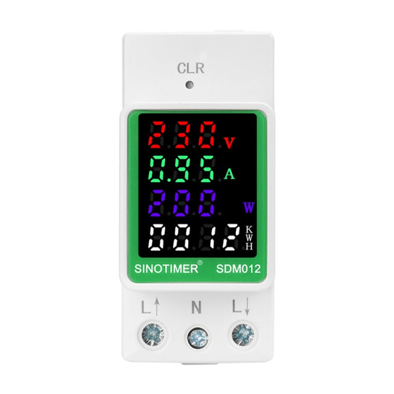 SINOTIMER DIN Rail AC Digital Display Current Voltage Power Electricity Multi-Function Tester, Model: SDM012-1