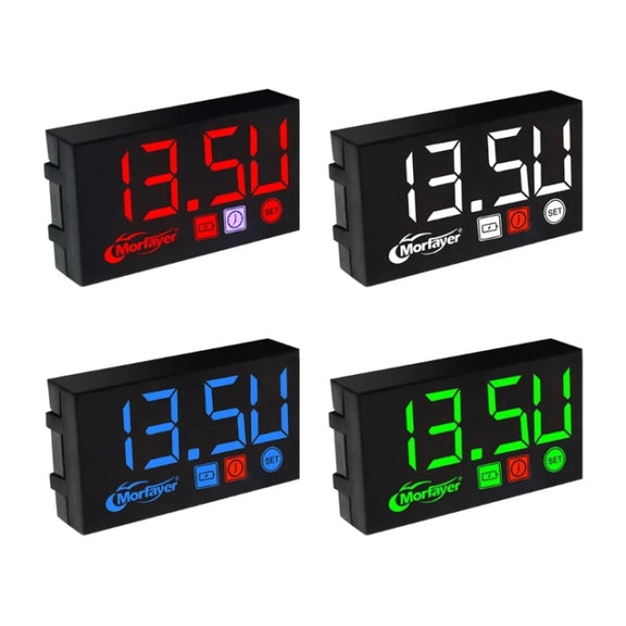 Compact LED Digital Display Time Voltmeter, Specification: 3 in 1 White