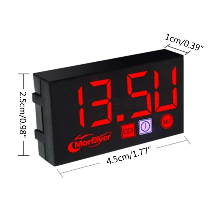 Compact LED Digital Display Time Voltmeter, Specification: 2 in 1 Water Temperature Red