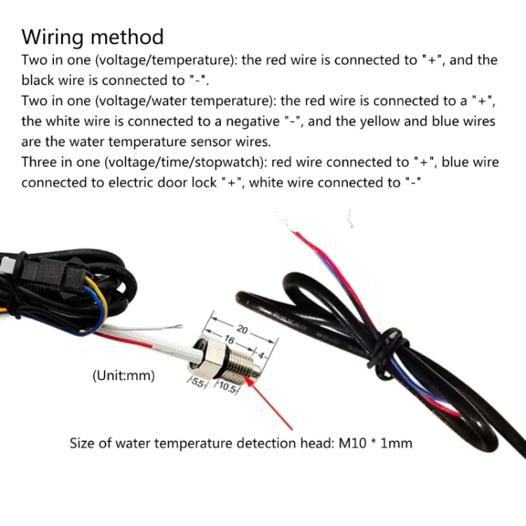 Compact LED Digital Display Time Voltmeter, Specification: 3 in 1 Red