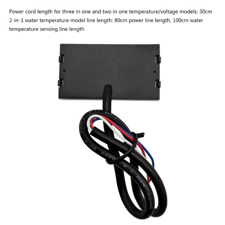 Compact LED Digital Display Time Voltmeter, Specification: 2 in 1 Water Temperature Red
