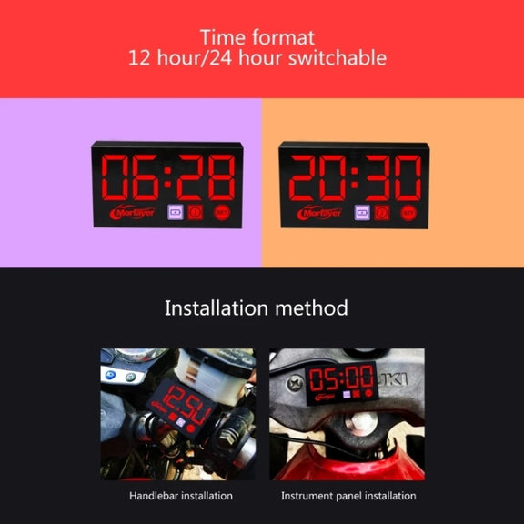Compact LED Digital Display Time Voltmeter, Specification: 2 in 1 Temperature Blue