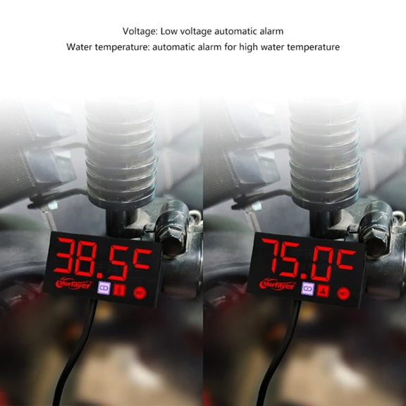 Compact LED Digital Display Time Voltmeter, Specification: 2 in 1 Temperature Green