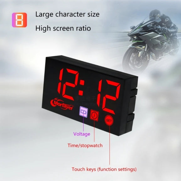 Compact LED Digital Display Time Voltmeter, Specification: 2 in 1 Temperature Green