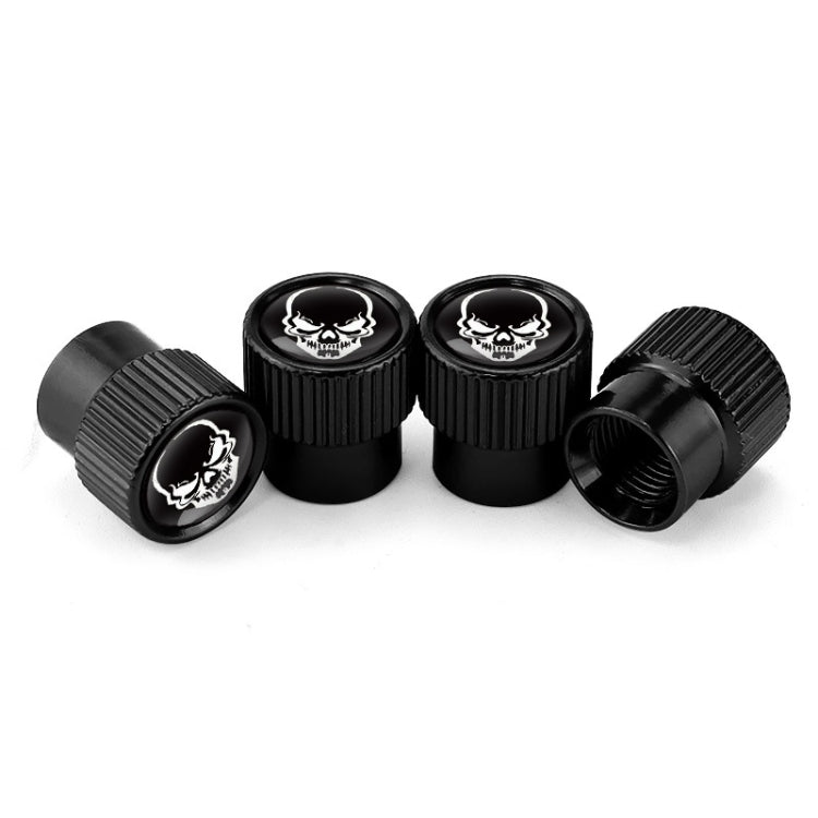 4pcs /Set Skeleton Car Tire Universal Aluminum Valve Cap(Black)