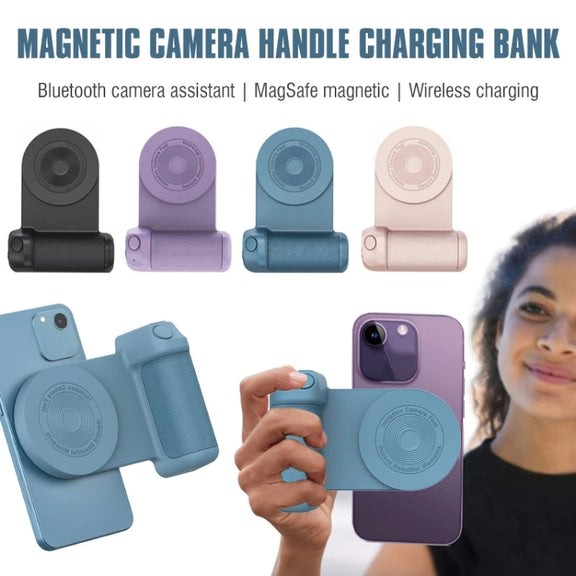 Camera Shape Bluetooth Magnetic Rotating Photo Handle Desktop Stand, Color: Black Basic Model