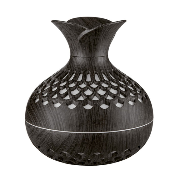 LED Light Aromatherapy Diffuser Home Small Vase Quiet Humidifier Aromatherapy Diffuser 2 In 1(Dark Wood)