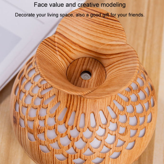 LED Light Aromatherapy Diffuser Home Small Vase Quiet Humidifier Aromatherapy Diffuser 2 In 1(Shallow Wood)