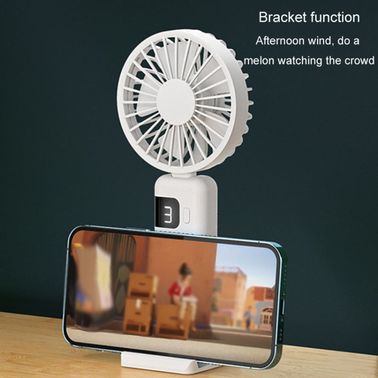 Portable Digital Display Hanging Neck Mute Small Fan USB Charging Handheld Foldable Fan(Pink)