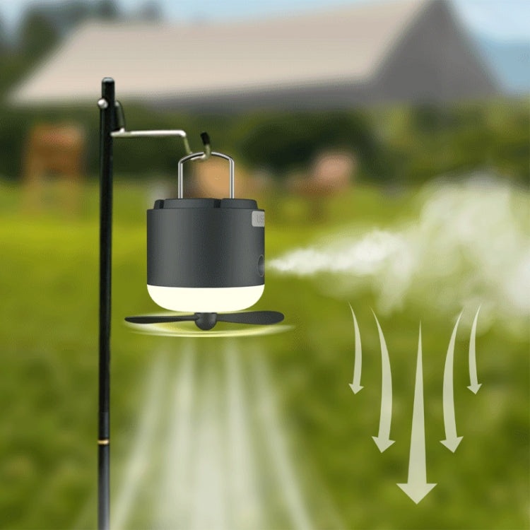 Outdoor Camping Tent Hanging Ambient Light Magnetic Spray Humidification Fan(Khaki)