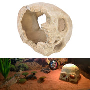 Fish Tank Aquarium Decoration Spider Lizard Snake Python Skull Breeding House Hiding Ornament(Bald Skull)