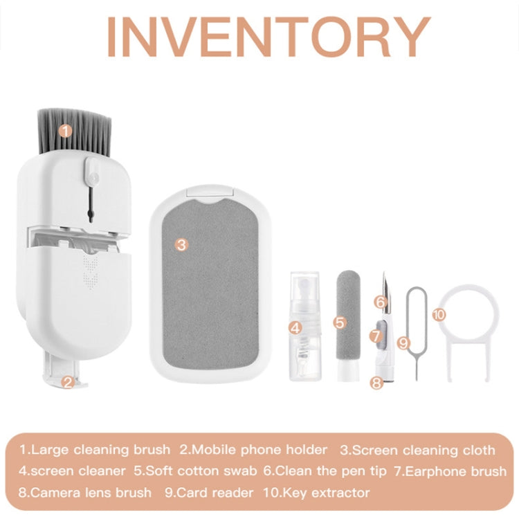 Q10S 10-in-1 Multifunctional Computer Phone Keyboard Cleaning Kit(White Orange without Liquid)