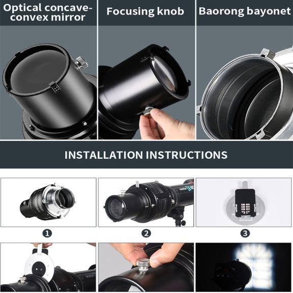 Optical Snoot Photo Studio Accessory for Flash Lamp with Bowens Mount