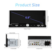 Single Spindle 6.9 inch MP5 With Knob Player Carplay Function Car MP4 Backup Camera, Specification: Standard+12 Light Camera