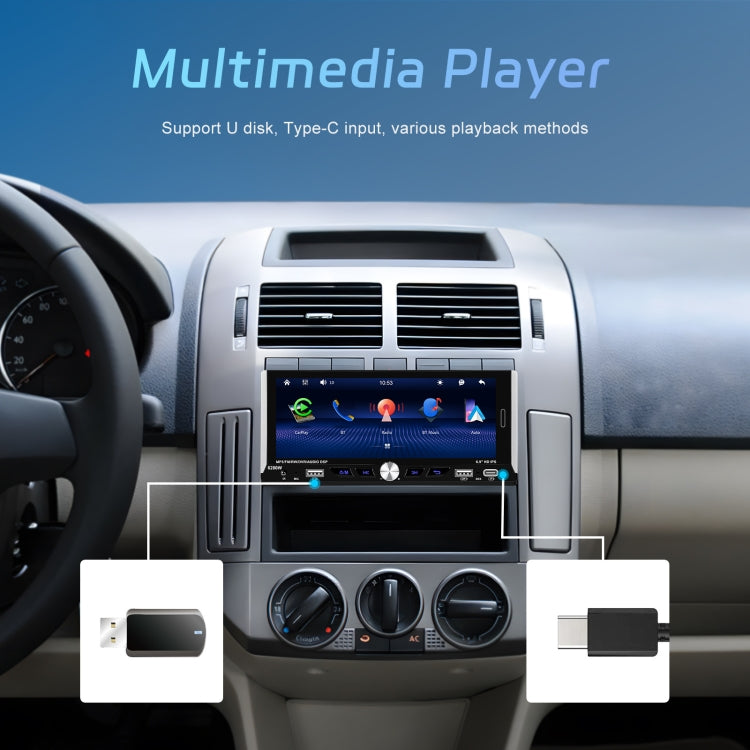 Single Spindle 6.9 inch MP5 With Knob Player Carplay Function Car MP4 Backup Camera, Specification: Standard+12 Light Camera