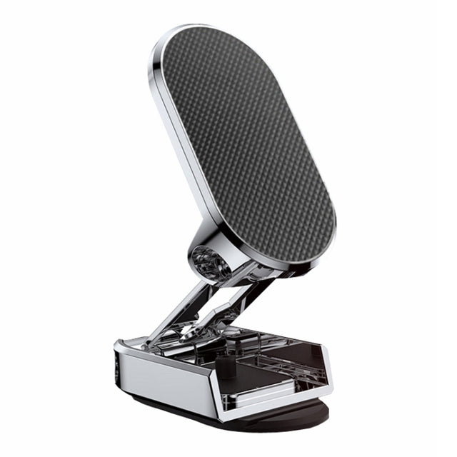 D11 Magnetic Folding Car Phone Holder Rotatable Dashboard Stick-On Navigation Stand(Silver Frosted)