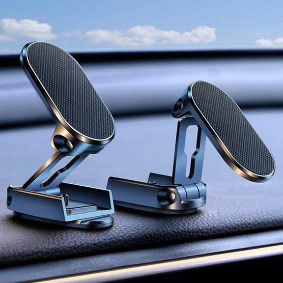 D11 Magnetic Folding Car Phone Holder Rotatable Dashboard Stick-On Navigation Stand(Silver Frosted)