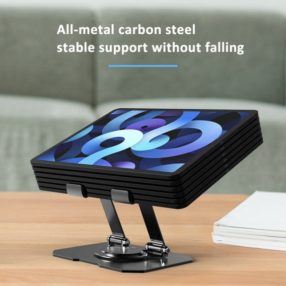 Metal Cooling Tablet Stand Rotatable Adjustable Base Support(Black)