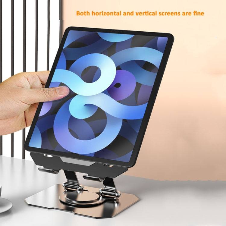Metal Cooling Tablet Stand Rotatable Adjustable Base Support(Black)