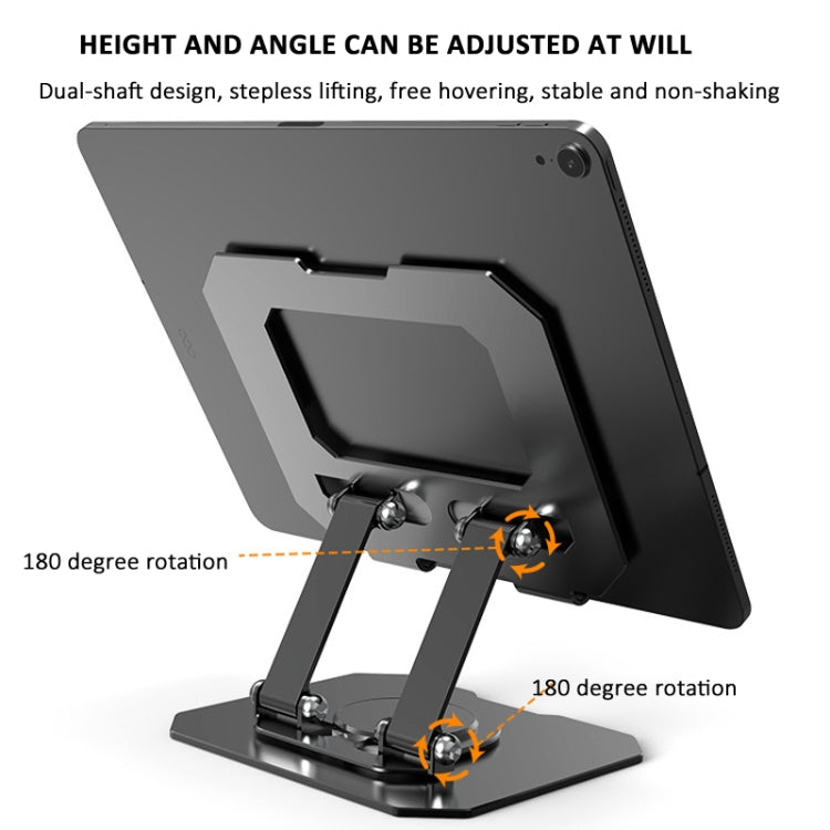 Metal Cooling Tablet Stand Rotatable Adjustable Base Support(Black)