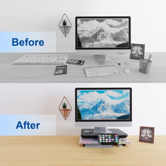 Oimaster Monitor Stand Riser Adjustable Height Laptop Bracket With Storage Drawer, Spec: Basic