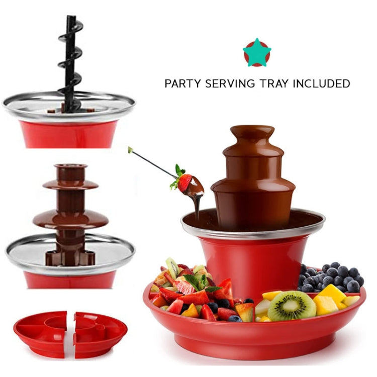 35W  3 Tier Chocolate Fountain  Mini Fondue Set with Hot Melting Pot Base 220V EU Plug
