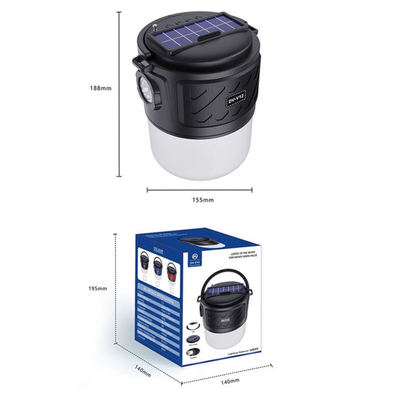 DV-V12 Outdoor Solar Camping Light FM Card Bluetooth Speaker(Blue)