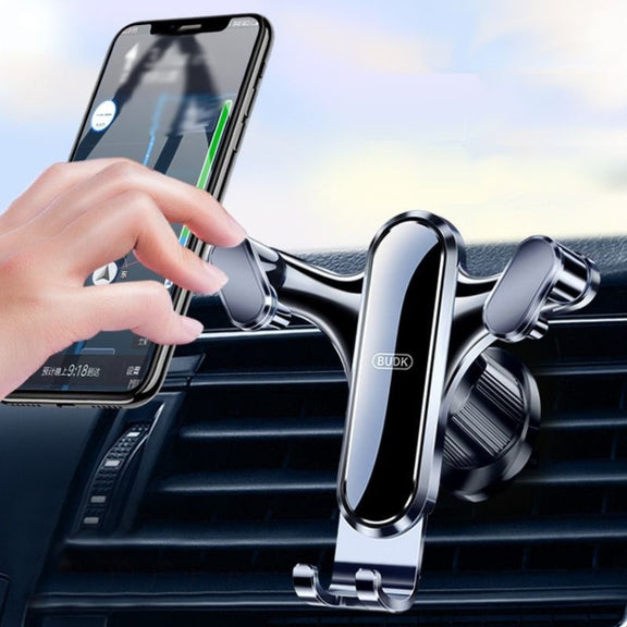 BUDK Triangle Gravity Sensor Car Phone Bracket Car Air Vent Navigation Holder, Model: Suction Cup Base Model