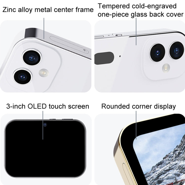 D6 CCD HD Digital Camera Movie Music Smart Camera Touch Screen Student Card Video Recorder, Excluding Memory(White)