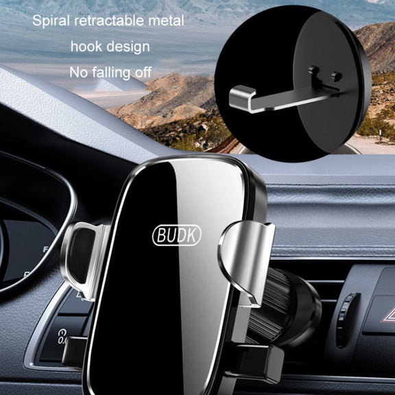 BUDK Anti-shake Car Phone Bracket Car Navigation Air Vent Fixed Gravity Support Stand(Silver)
