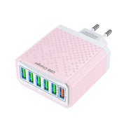 6-Ports Multifunctional Quick Charging USB Travel Charger Power Adapter, Model: Pink EU Plug
