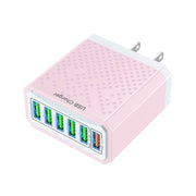 6-Ports Multifunctional Quick Charging USB Travel Charger Power Adapter, Model: Pink US Plug